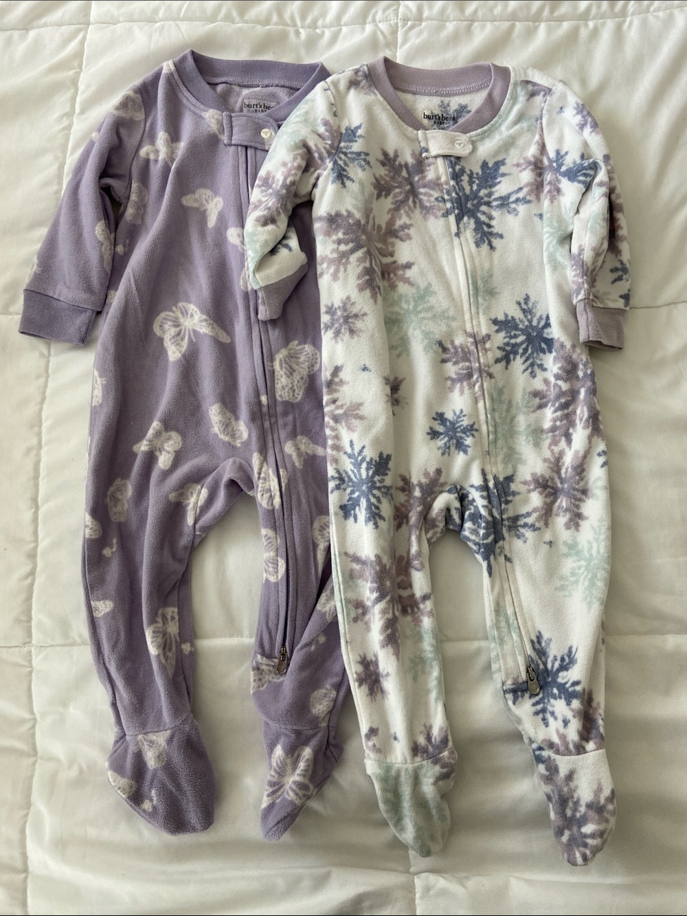 Burts Bees Baby - gently used fleece footie sleepers